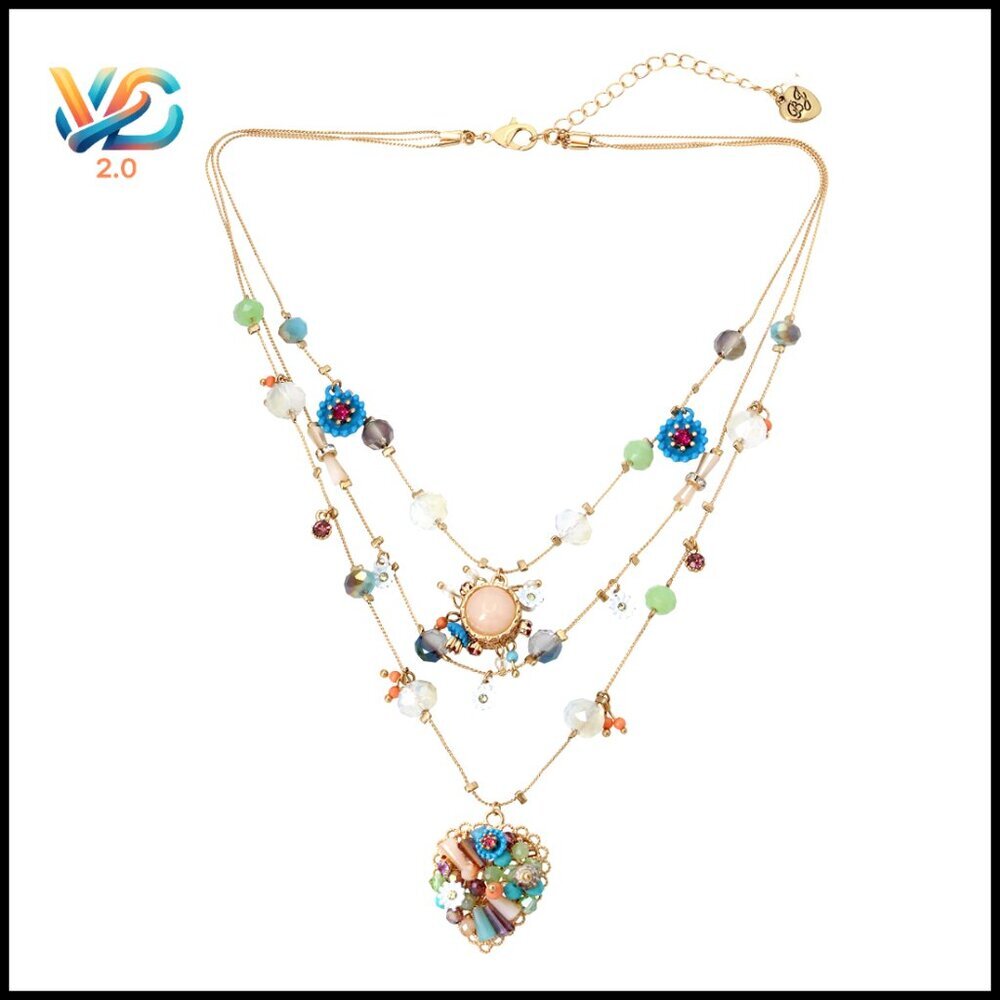 Layered Butterfly Charm Necklace with Adjustable Chain
